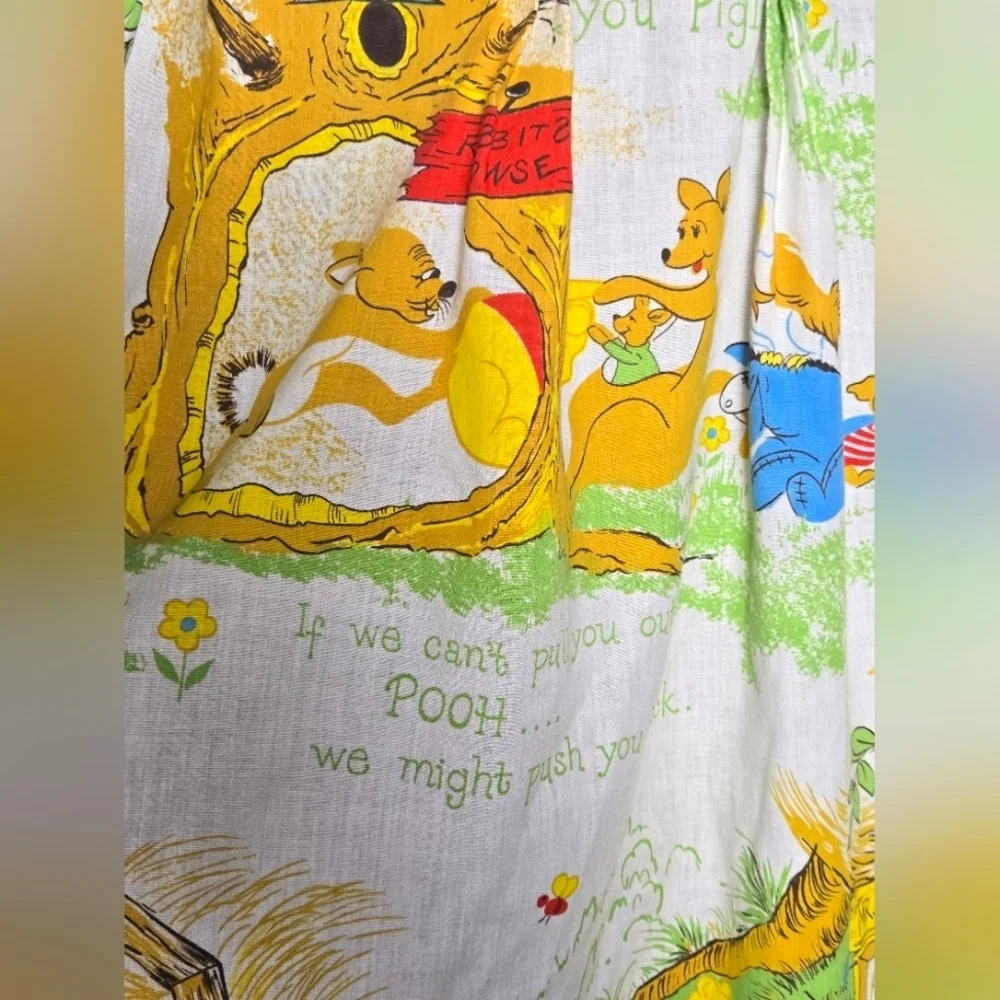 Vintage 70's Disney Winnie The Pooh Whimsical Woodland Curtain‎ Panels 48x45